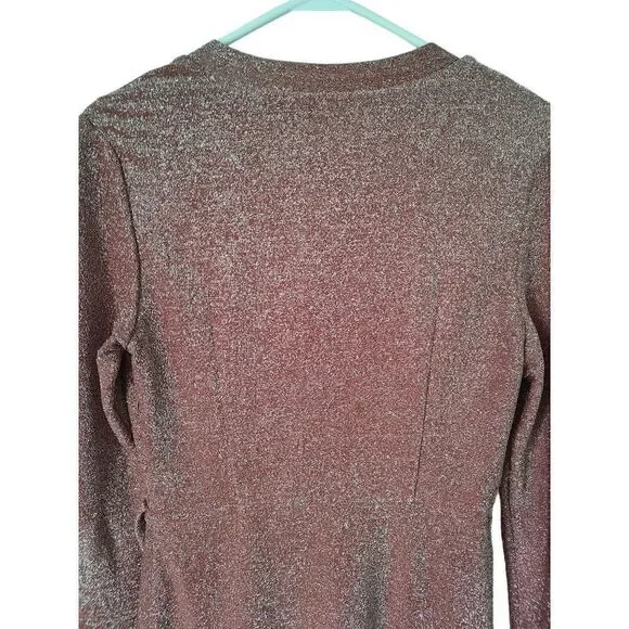 WHY Maris Dehart Dress Women's Size Small Rose Pink Metallic Ruffled Maxi Dress - Picture 12 of 12